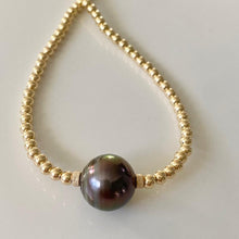 Load image into Gallery viewer, GOLD BEADS NECKLACE WITH CHUNKY TAHITIAN PEARL - KONA
