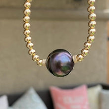 Load image into Gallery viewer, GOLD BEADS NECKLACE WITH CHUNKY TAHITIAN PEARL - KONA
