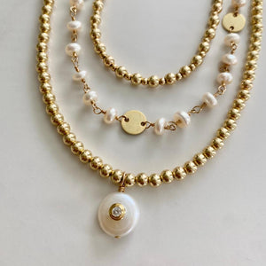 GOLD BEADS W FW PEAR DROP - KIKI